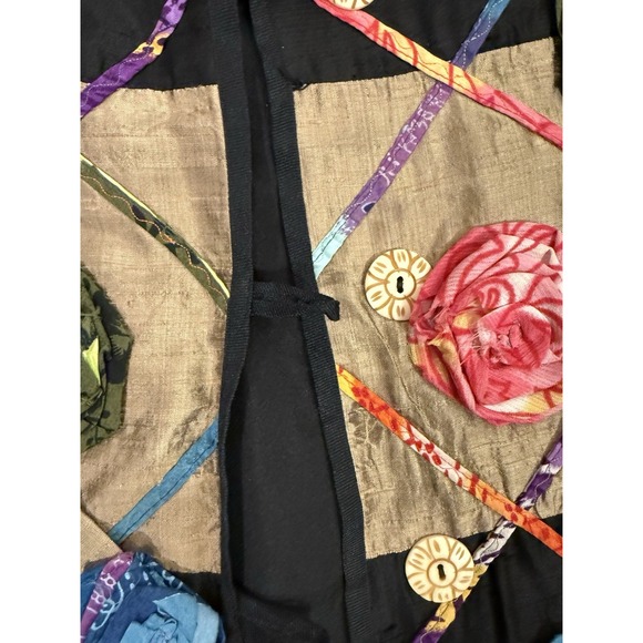 Vintage allure 100% Silk Patchwork Flower Blazer Size Small Artsy Hippie Boho - Picture 2 of 6